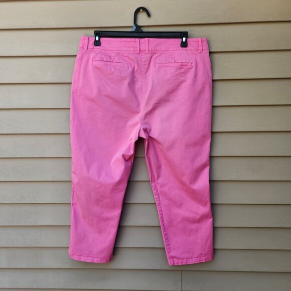 Crown & Ivy Pink Capri Pants Charlotte Relaxed Chinos Cotton Blend - Picture 7 of 10